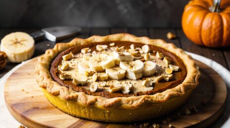 Тыквенный пирог с бананом и орехами