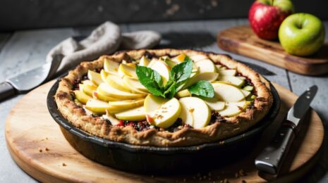 Пирог с яблоками и щавелем