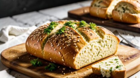Постный хлеб с чесночком и петрушкой