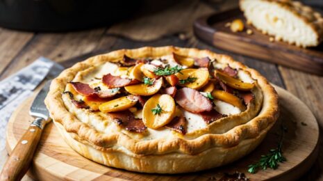 Английские порционные пироги с курицей, беконом и курагой