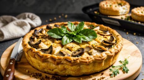 Заливной пирог с курицей и грибами