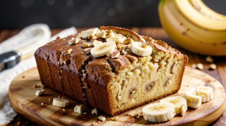Банановый хлеб на соде с орехами и медовым маслом