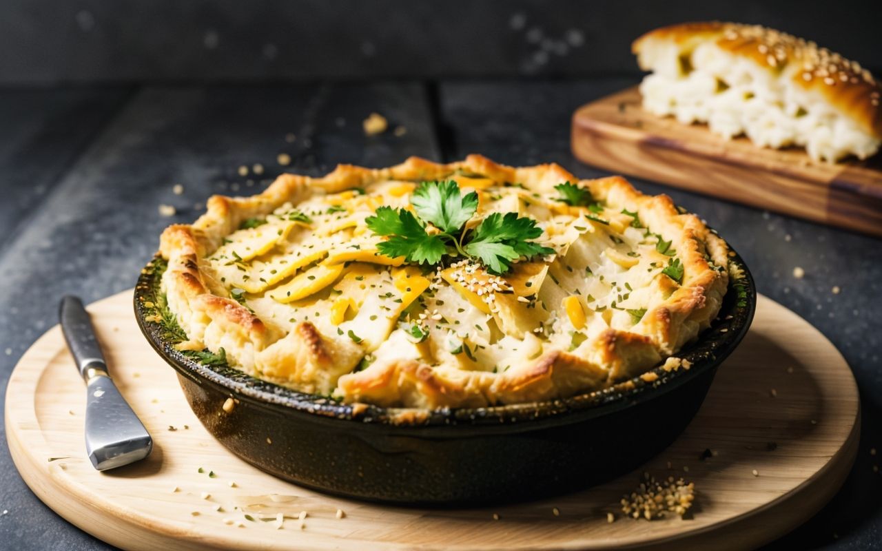 Рыбный пирог с кунжутом и горчицей