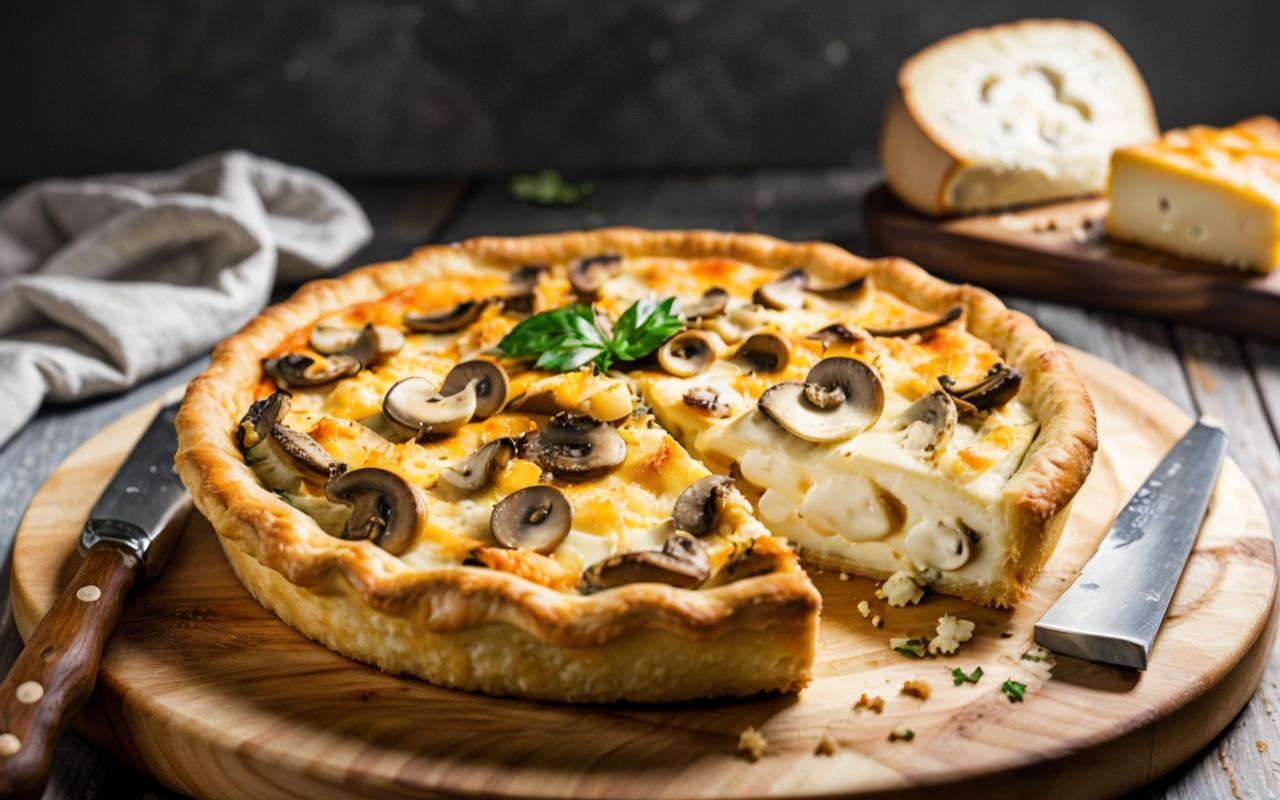 Сырный пирог с грибами