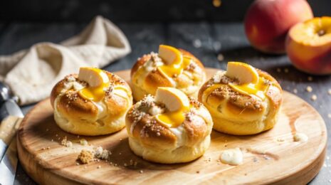 Булочки с заварным кремом и персиками