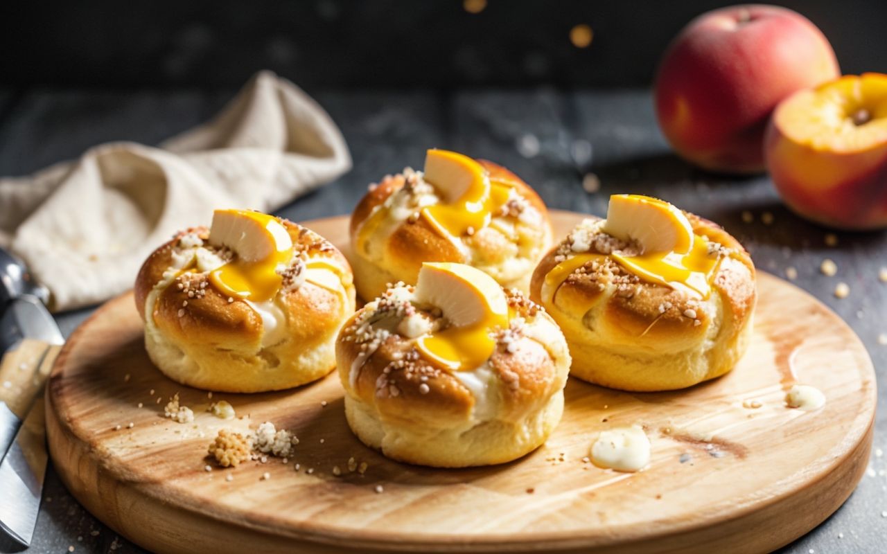 Булочки с заварным кремом и персиками