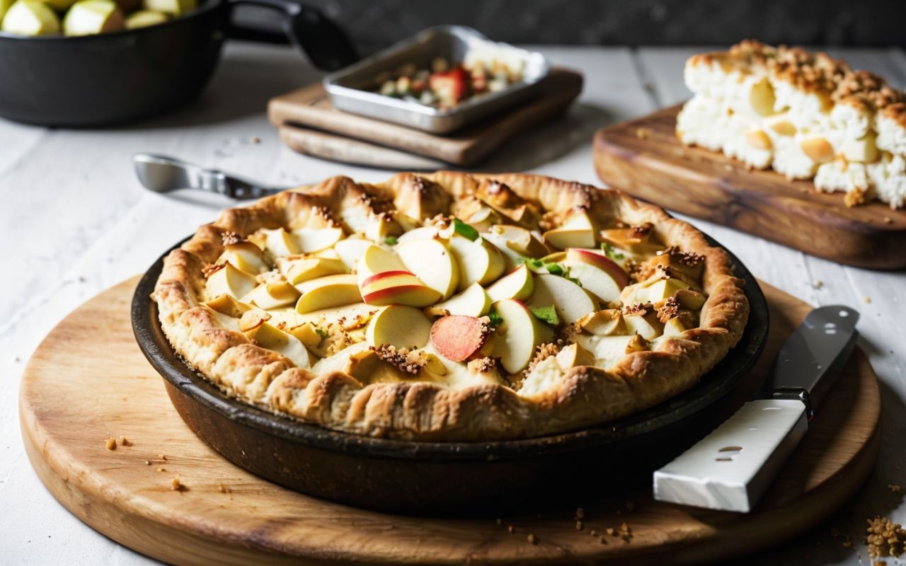 Творожно-яблочный пирог