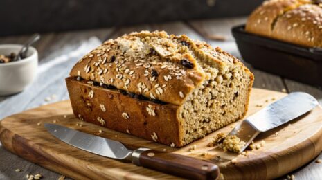 Хлеб из цельнозерновой муки с овсяными хлопьями и изюмом