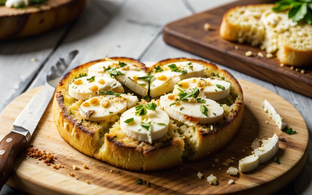 Сердечки из чесночного хлеба